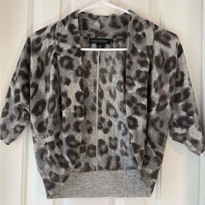 Banana Republic Gray Leopard Print Shrug Wool & Cashmere Blend Small